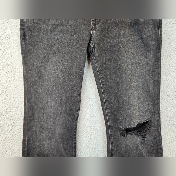 Hudson Womens Collin Midrise Bootcut Cropped Raw Hem Black Jean Sz 27 Distressed - Picture 3 of 12